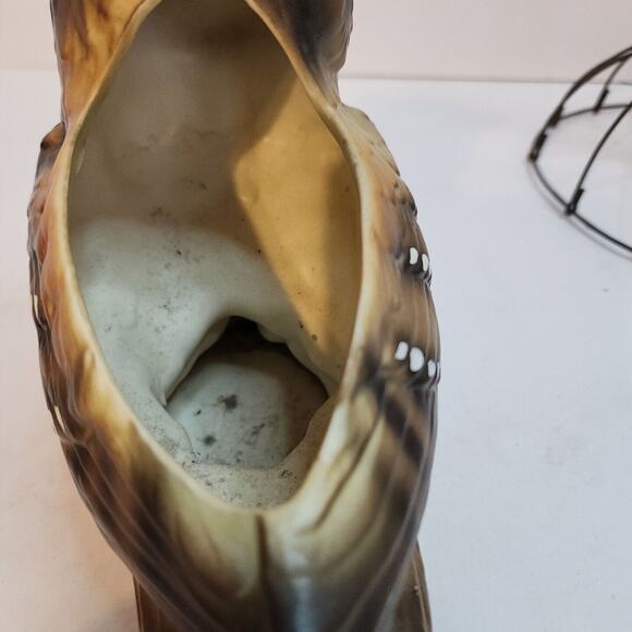 Vtg Lefton Horned Owl Planter HandPainted Porcelain 6.25" Japan Glass Eyes H4470 - Picture 4 of 7